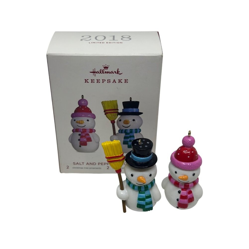 Hallmark 2018 2.25" Salt & Pepper Snowmen Limited Edition Keepsake Ornament NWB - Picture 2 of 4